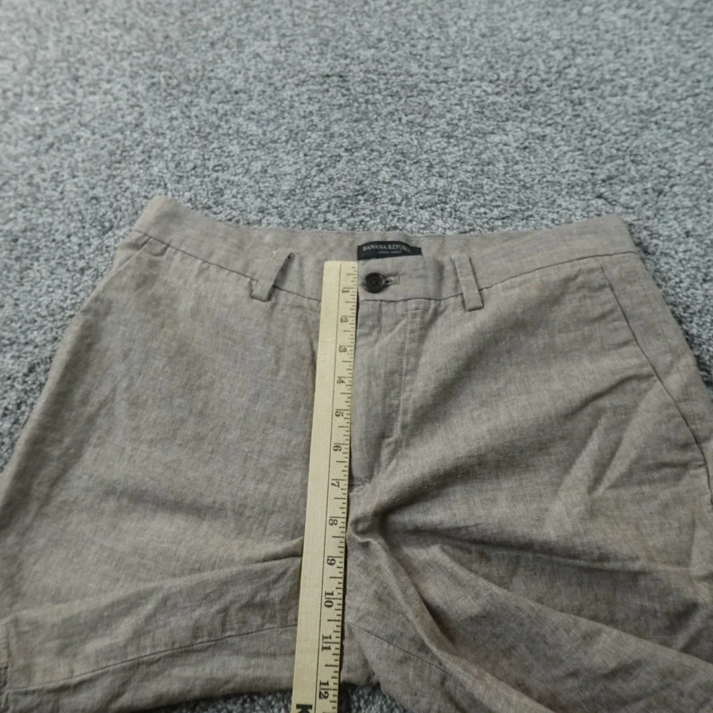 Banana Republic Shorts Mens 32 Beige Brown Aiden Linen Chambray Chino Flat Front